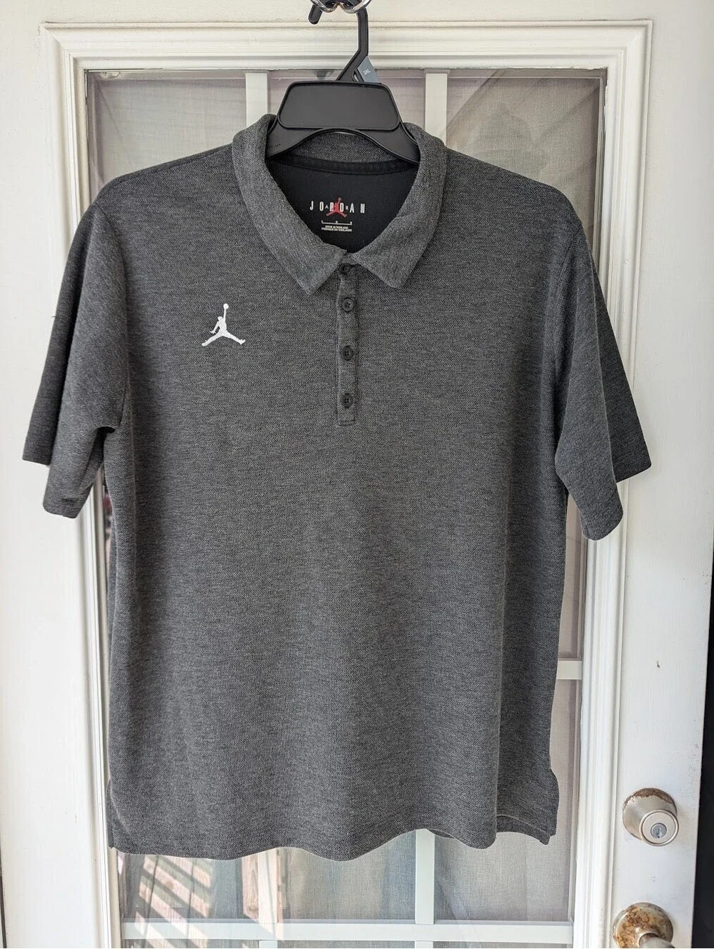 Jordan Mens Gray Polo Shirt Large Breathable Performance Sport Blend Golf Active